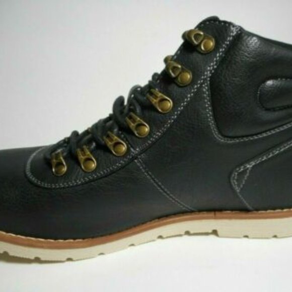 NEW ROUTE 66 Men's Black Tan Lace Up Casual Fashion Chukka Style Boots - Picture 4 of 7